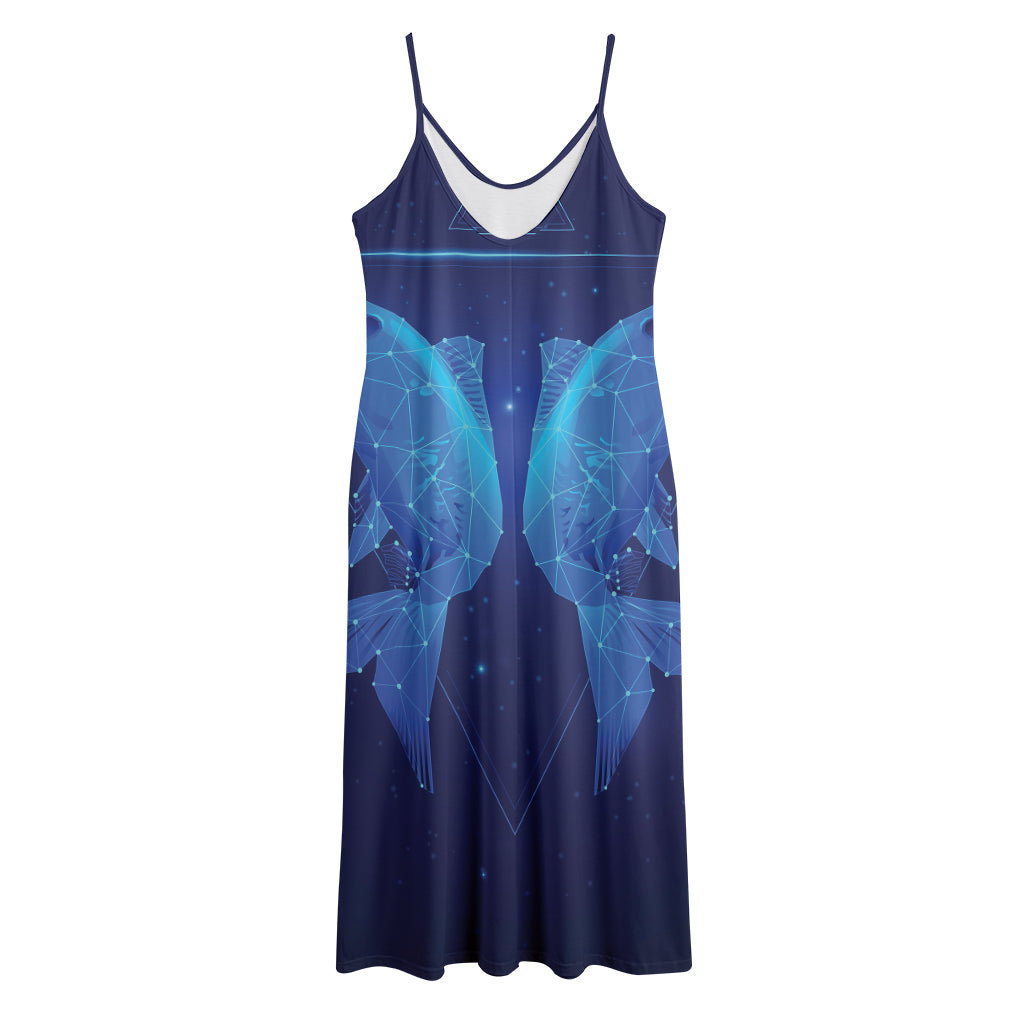 Pisces Horoscope Sign Print Jersey Midi Cami Dress