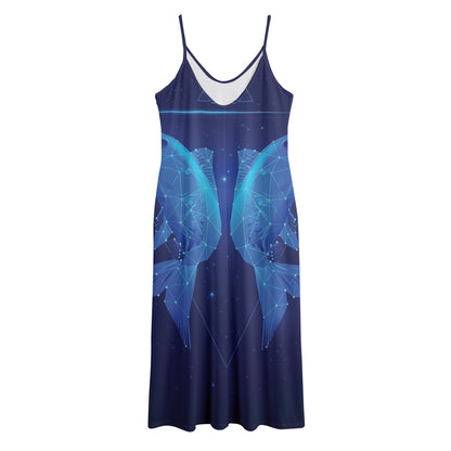 Pisces Horoscope Sign Print Jersey Midi Cami Dress