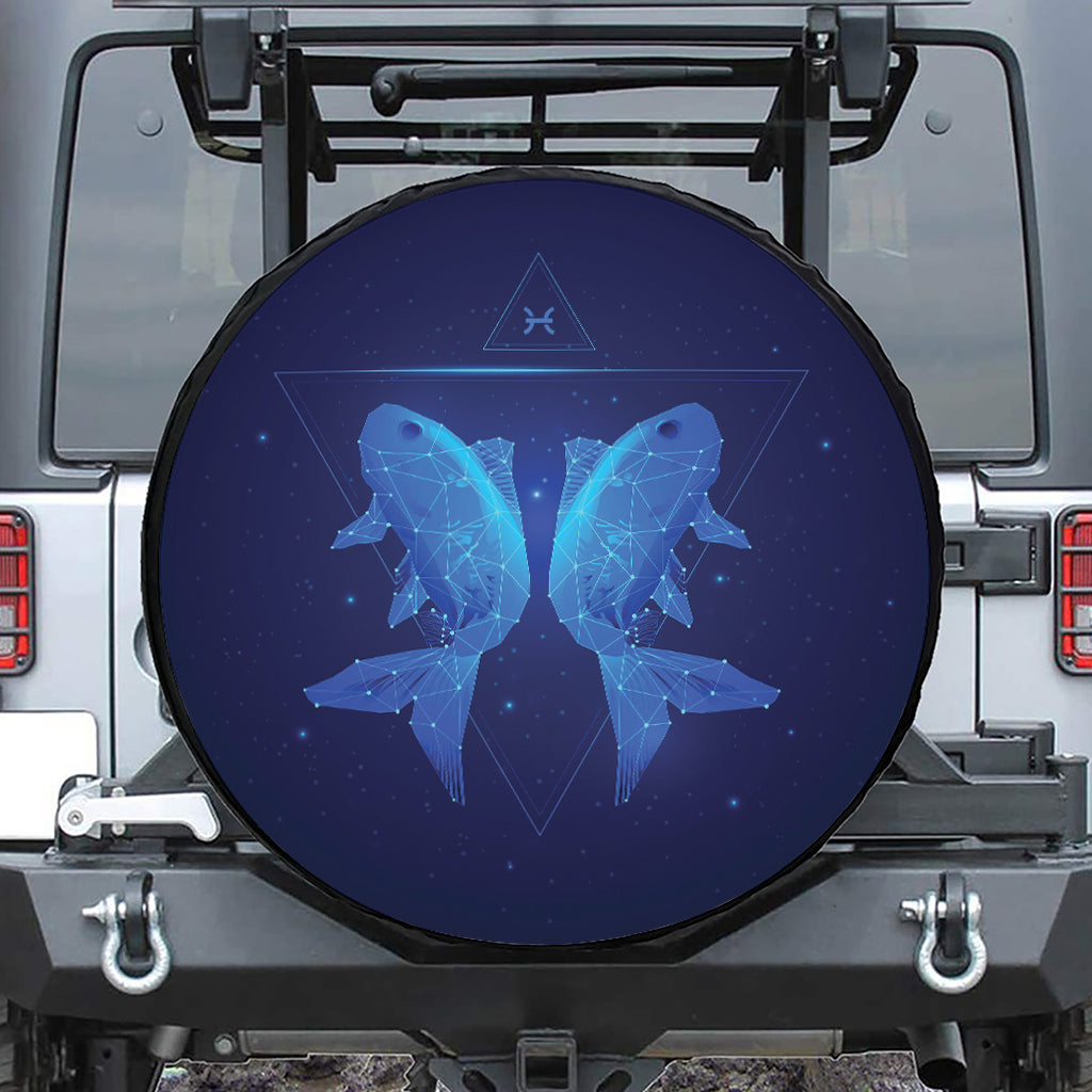 Pisces Horoscope Sign Print Leather Spare Tire Cover