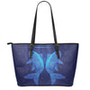 Pisces Horoscope Sign Print Leather Tote Bag