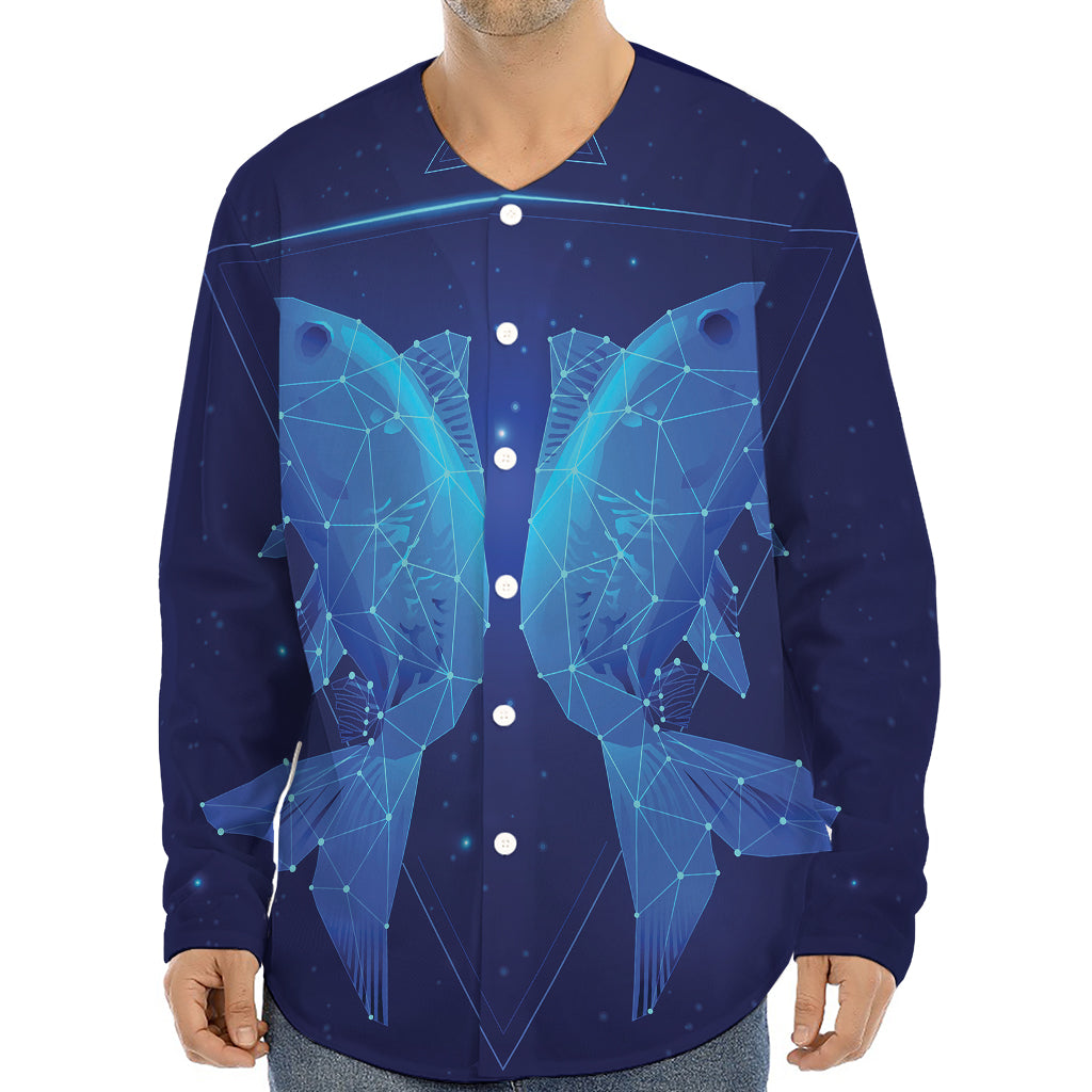 Pisces Horoscope Sign Print Long Sleeve Baseball Jersey