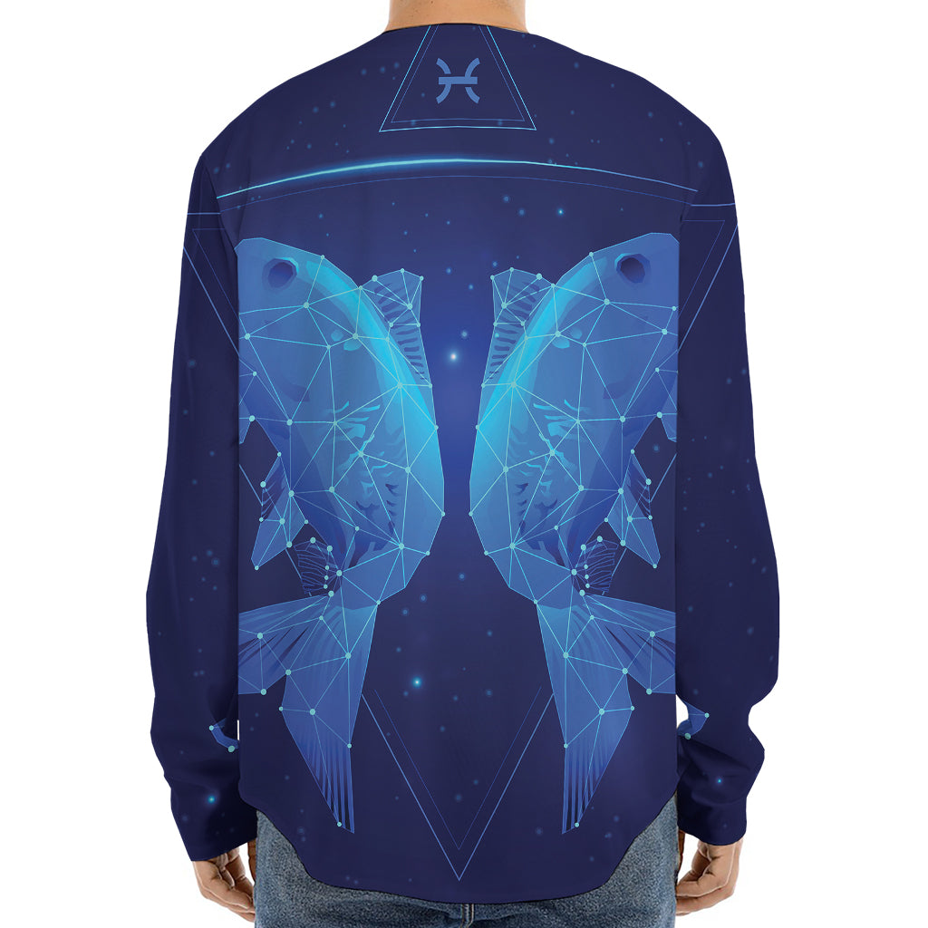 Pisces Horoscope Sign Print Long Sleeve Baseball Jersey