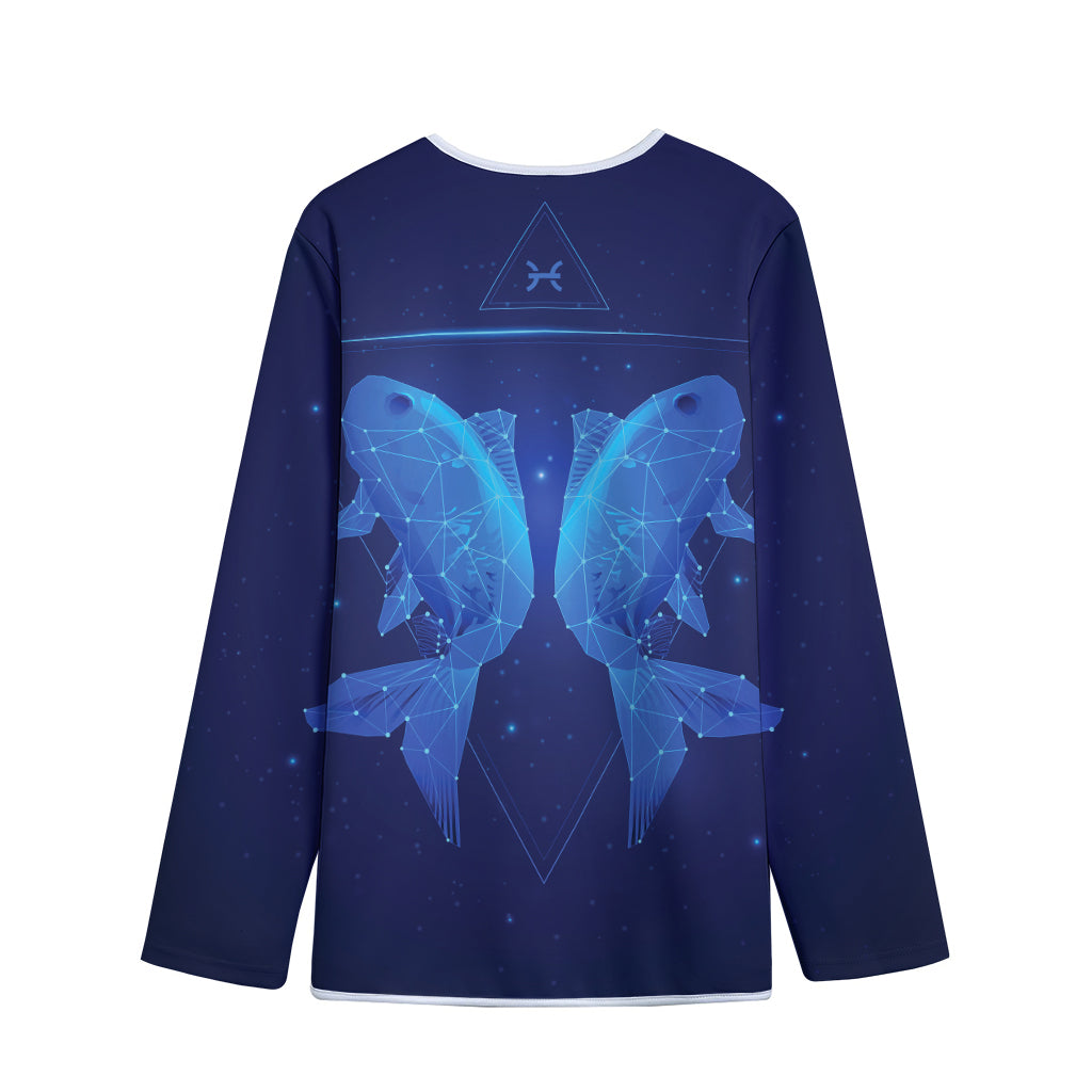 Pisces Horoscope Sign Print Long Sleeve Short Coat