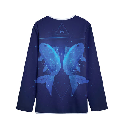 Pisces Horoscope Sign Print Long Sleeve Short Coat