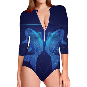 Pisces Horoscope Sign Print Long Sleeve Swimsuit