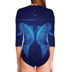 Pisces Horoscope Sign Print Long Sleeve Swimsuit