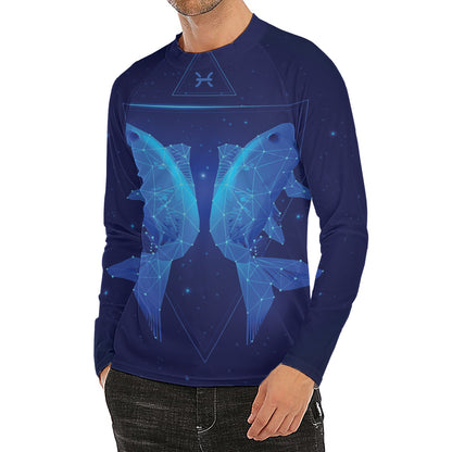 Pisces Horoscope Sign Print Men's Long Sleeve Rash Guard