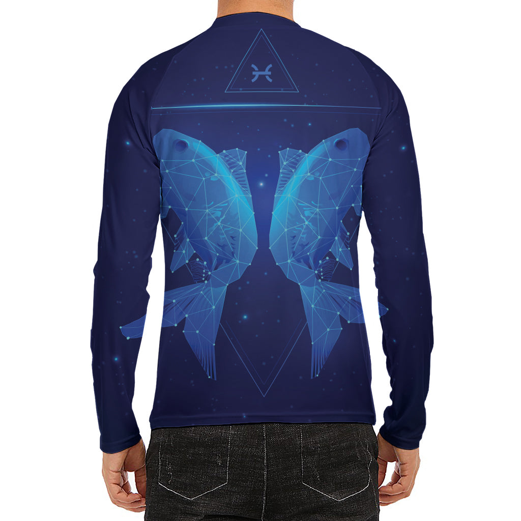 Pisces Horoscope Sign Print Men's Long Sleeve Rash Guard
