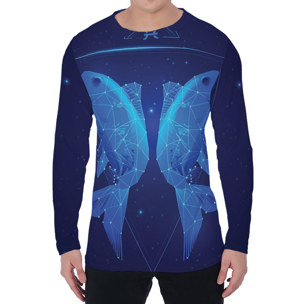 Pisces Horoscope Sign Print Men's Long Sleeve T-Shirt