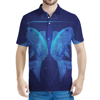 Pisces Horoscope Sign Print Men's Polo Shirt