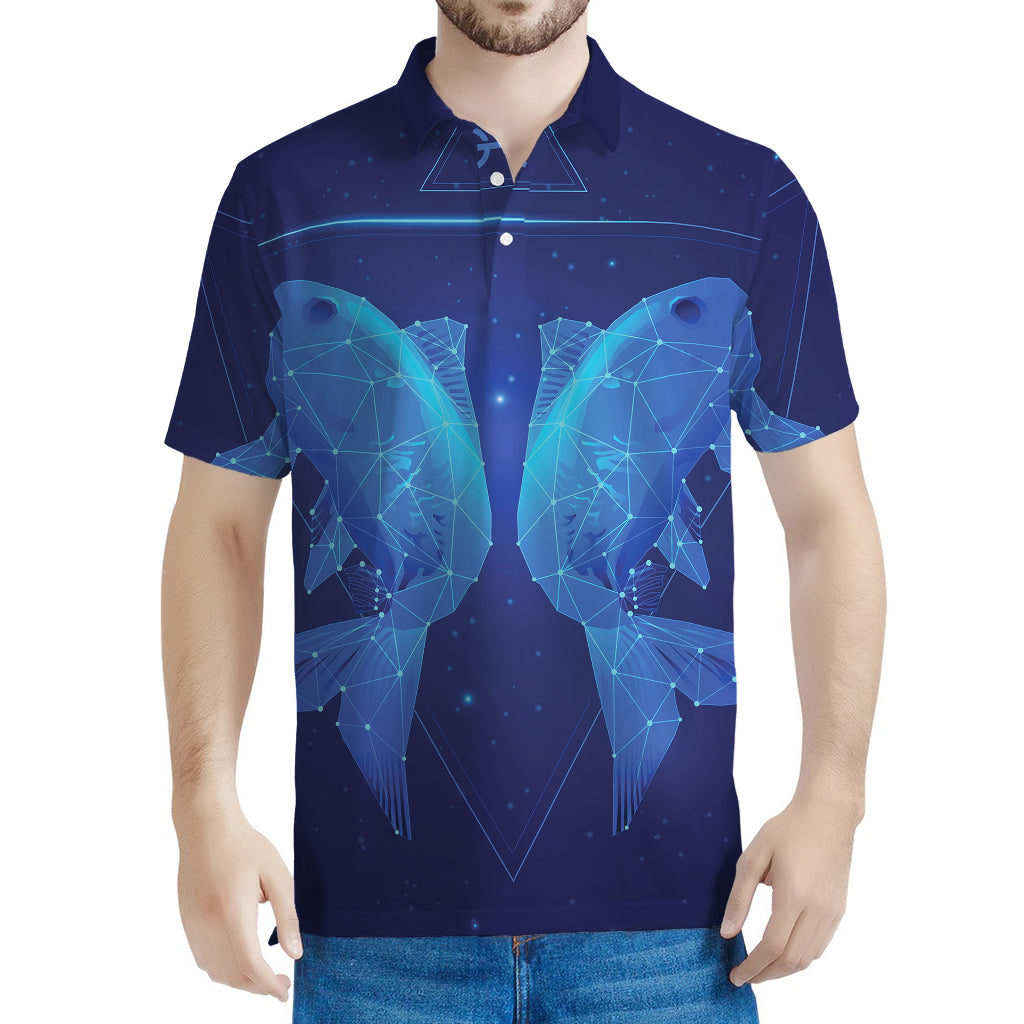 Pisces Horoscope Sign Print Men's Polo Shirt