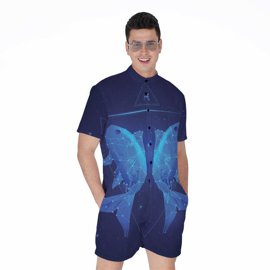 Pisces Horoscope Sign Print Men's Rompers
