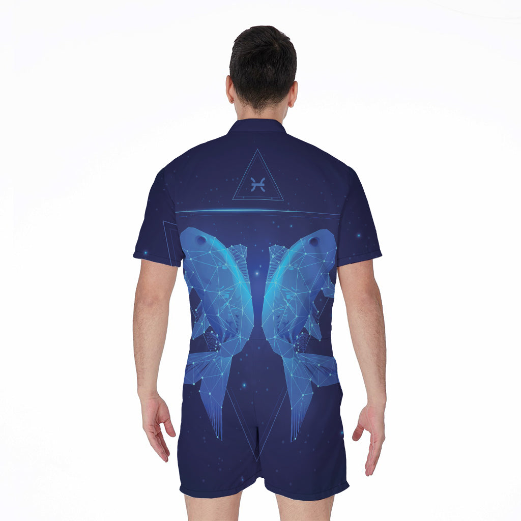 Pisces Horoscope Sign Print Men's Rompers