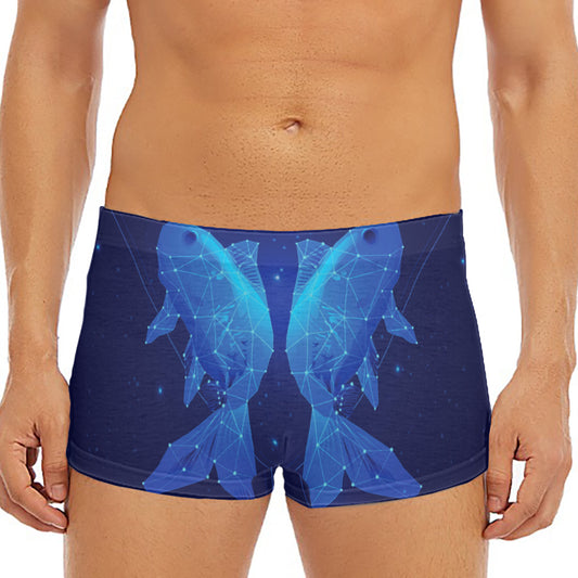 Pisces Horoscope Sign Print Men's Short Boxer Briefs