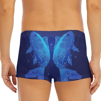Pisces Horoscope Sign Print Men's Short Boxer Briefs