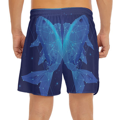 Pisces Horoscope Sign Print Men's Split Running Shorts