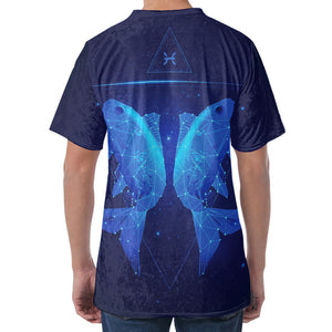 Pisces Horoscope Sign Print Men's Velvet T-Shirt