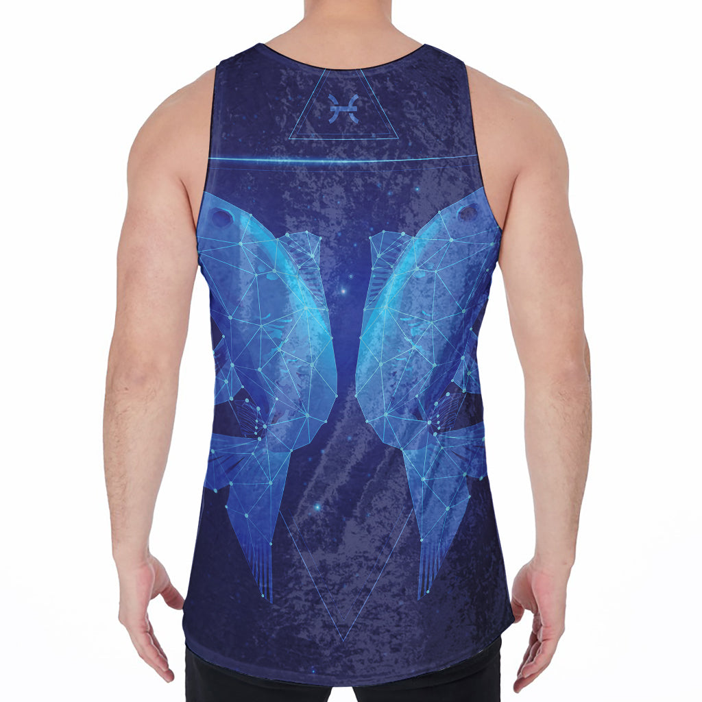 Pisces Horoscope Sign Print Men's Velvet Tank Top