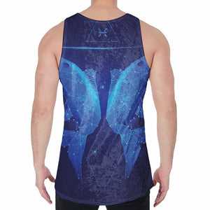 Pisces Horoscope Sign Print Men's Velvet Tank Top