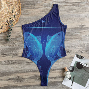 Pisces Horoscope Sign Print One Shoulder Bodysuit