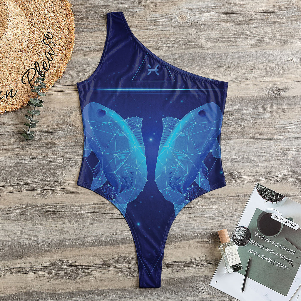 Pisces Horoscope Sign Print One Shoulder Bodysuit