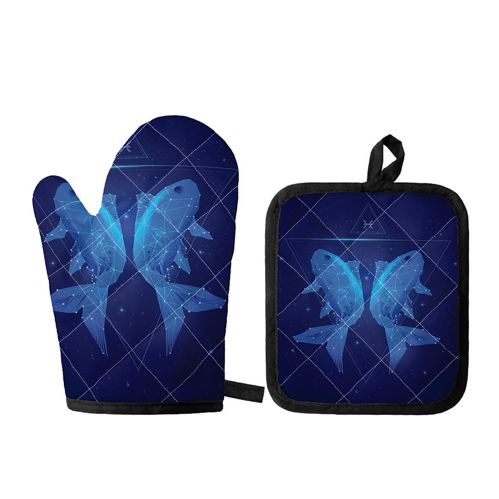Pisces Horoscope Sign Print Oven Mitt And Pot Holder Set