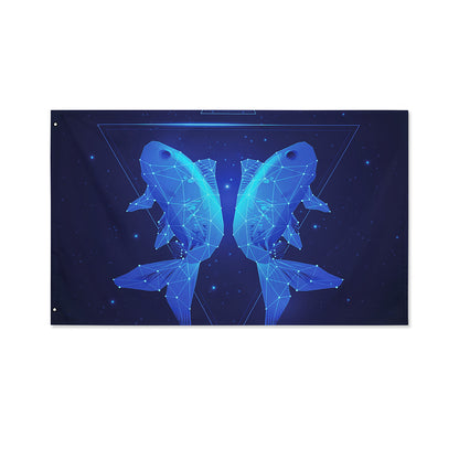 Pisces Horoscope Sign Print Polyester Flag