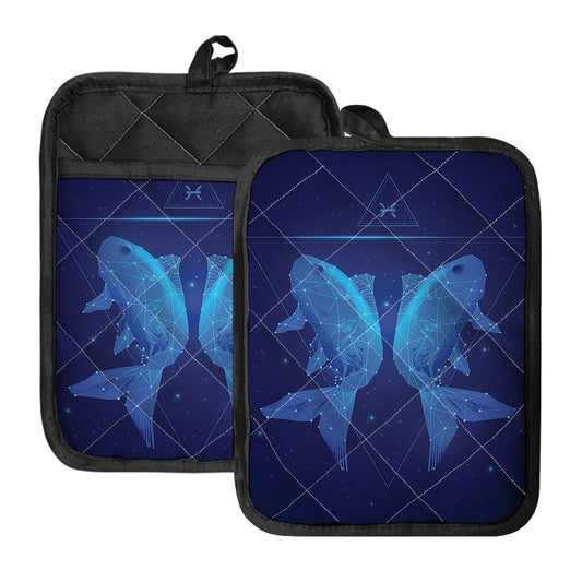 Pisces Horoscope Sign Print Pot Holders With Pocket