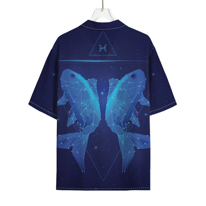 Pisces Horoscope Sign Print Rayon Hawaiian Shirt