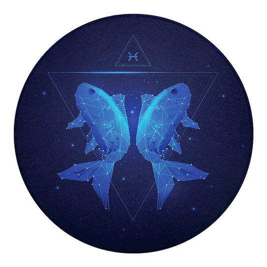 Pisces Horoscope Sign Print Round Blanket