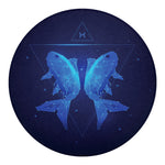 Pisces Horoscope Sign Print Round Blanket