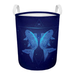 Pisces Horoscope Sign Print Round Laundry Basket