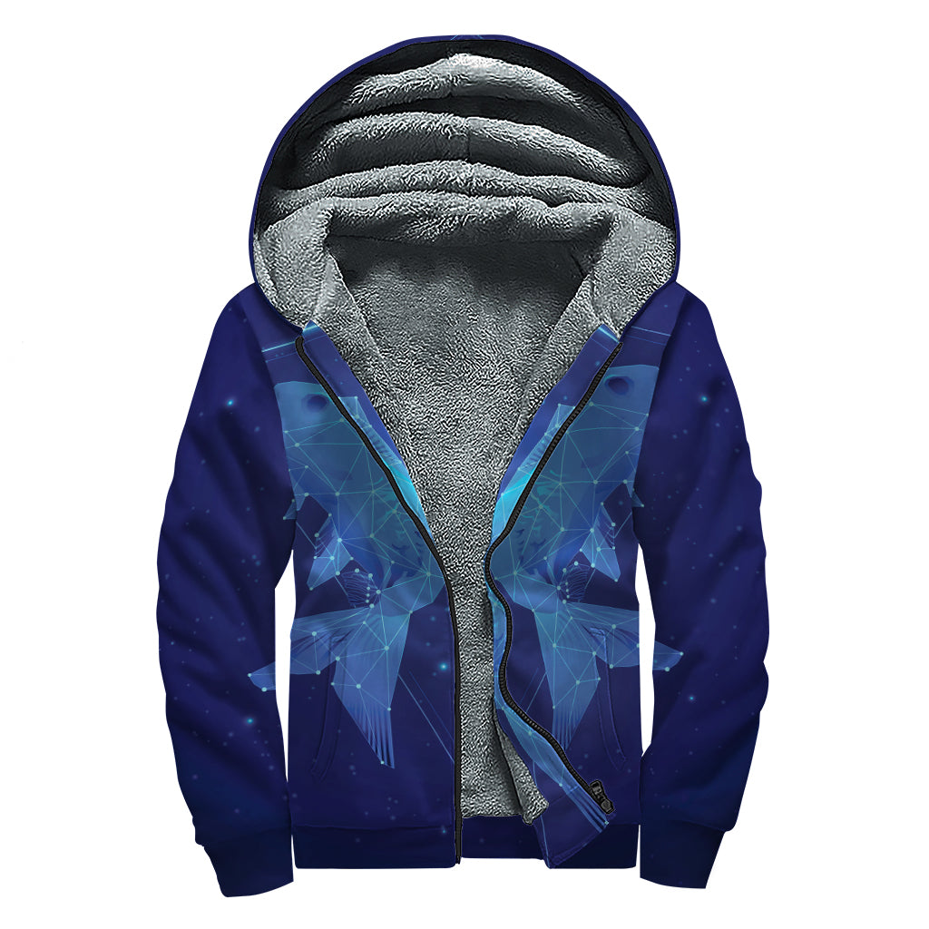 Pisces Horoscope Sign Print Sherpa Lined Zip Up Hoodie