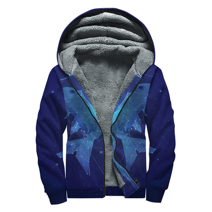 Pisces Horoscope Sign Print Sherpa Lined Zip Up Hoodie