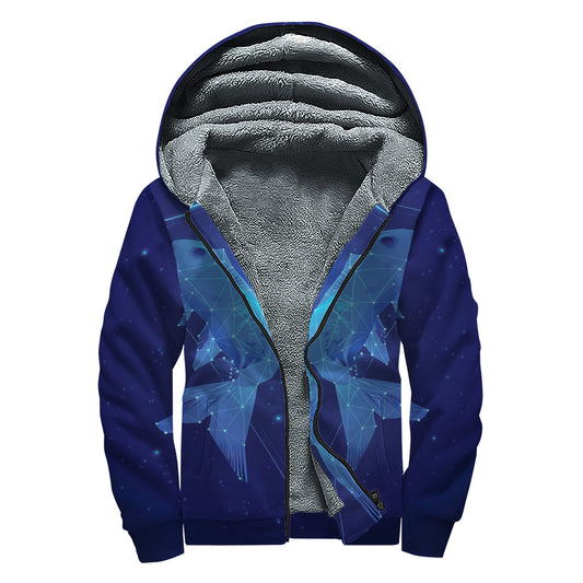Pisces Horoscope Sign Print Sherpa Lined Zip Up Hoodie