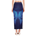 Pisces Horoscope Sign Print Side Slit Maxi Skirt