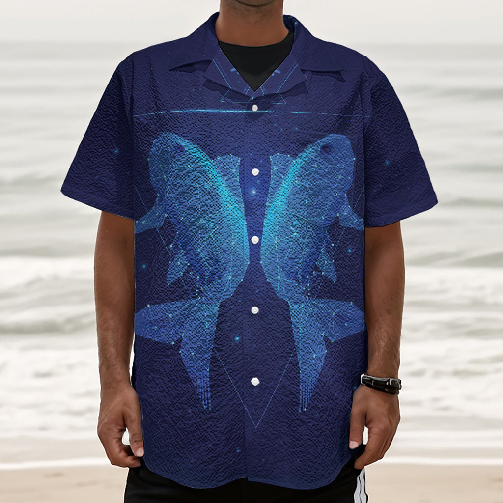 Pisces Horoscope Sign Print Textured Short Sleeve Shirt