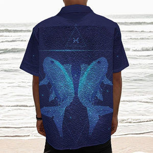 Pisces Horoscope Sign Print Textured Short Sleeve Shirt