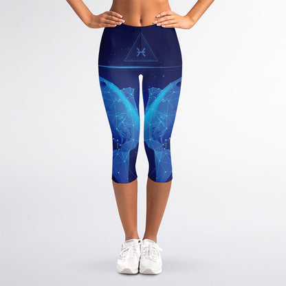 Pisces Horoscope Sign Print Women's Capri Leggings