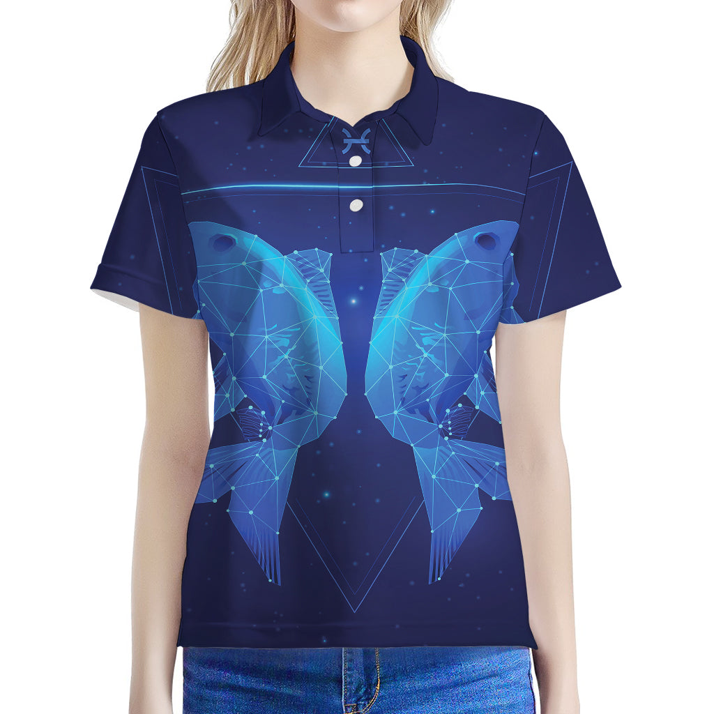 Pisces Horoscope Sign Print Women's Polo Shirt