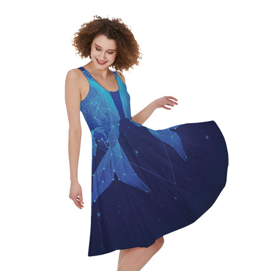 Pisces Horoscope Sign Print Women's Sleeveless Dress