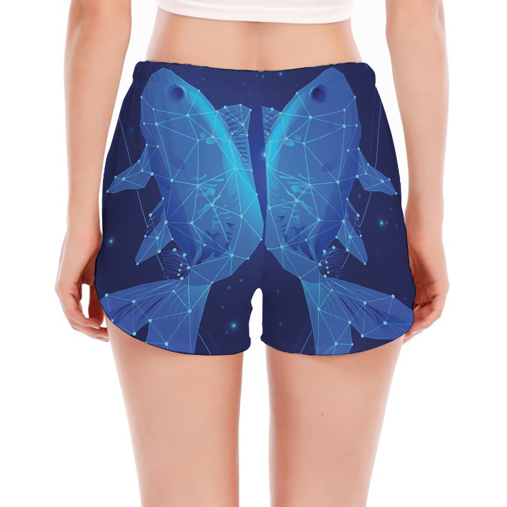 Pisces Horoscope Sign Print Women's Split Running Shorts
