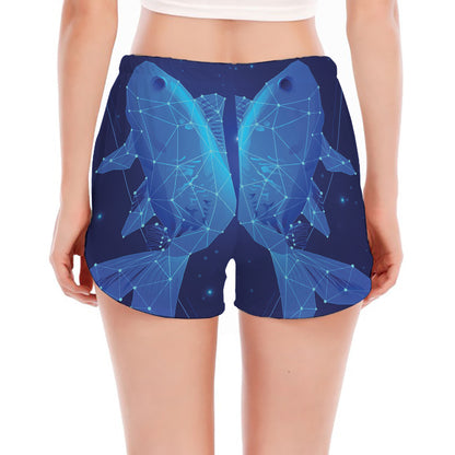 Pisces Horoscope Sign Print Women's Split Running Shorts