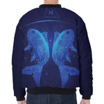 Pisces Horoscope Sign Print Zip Sleeve Bomber Jacket