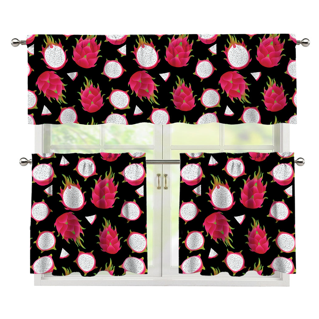 Pitaya Pattern Print 3 Piece Kitchen Curtains