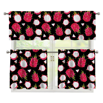 Pitaya Pattern Print 3 Piece Kitchen Curtains