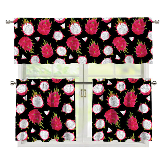 Pitaya Pattern Print 3 Piece Kitchen Curtains