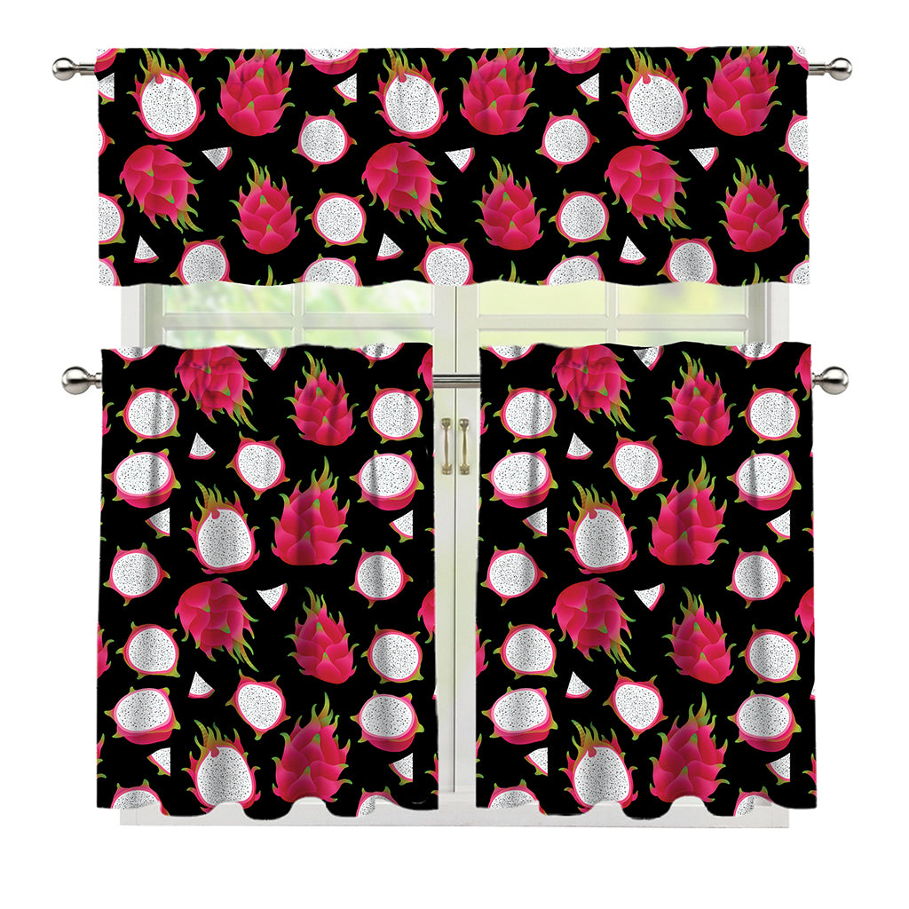 Pitaya Pattern Print 3 Piece Kitchen Curtains