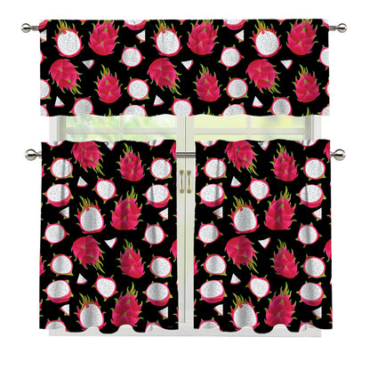 Pitaya Pattern Print 3 Piece Kitchen Curtains