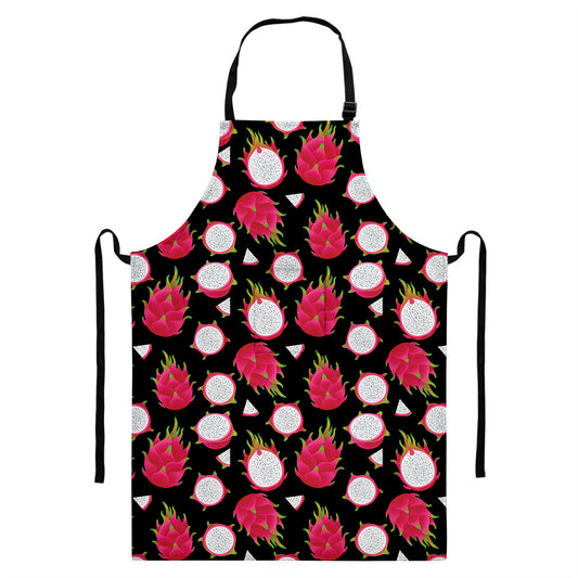Pitaya Pattern Print Bib Apron With Pocket